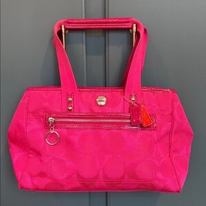 Coach Pink Canvas Signature Daisy Tote Bag F14876